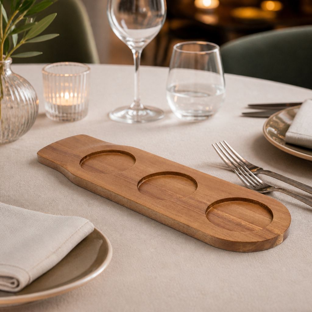 Commercial Acacia Wood Ramekin Board 480mm for dining