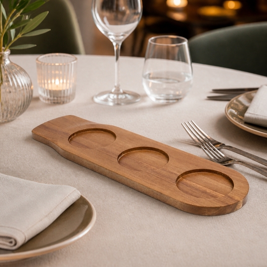 Commercial Acacia Wood Ramekin Board 480mm for dining