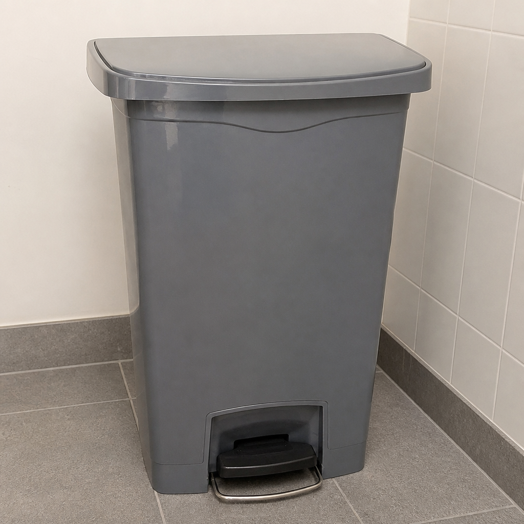 50L Slim Step-On Pedal Bin in Grey Polyethylene