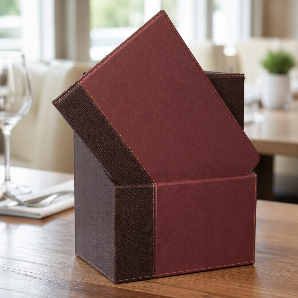 Contemporary Menu Covers 20 Pack with Storage Box Bordeaux