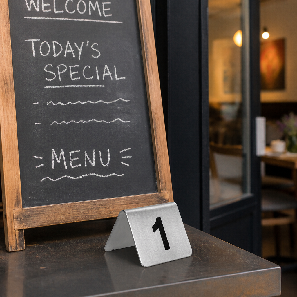 Stainless Steel Table Numbers 1-10 pack for restaurants and cafes