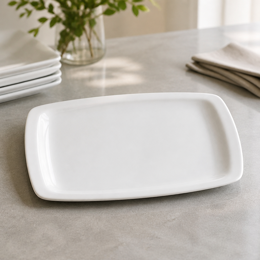 Commercial Rectangular Porcelain Plates 360x230mm 12 Pack