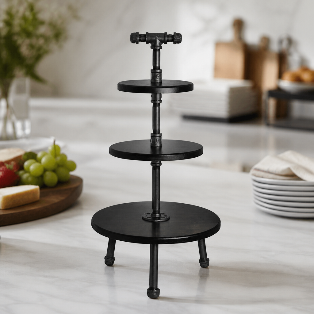 3-Tier Commercial Display Stand 355mm Metal Pipe Design