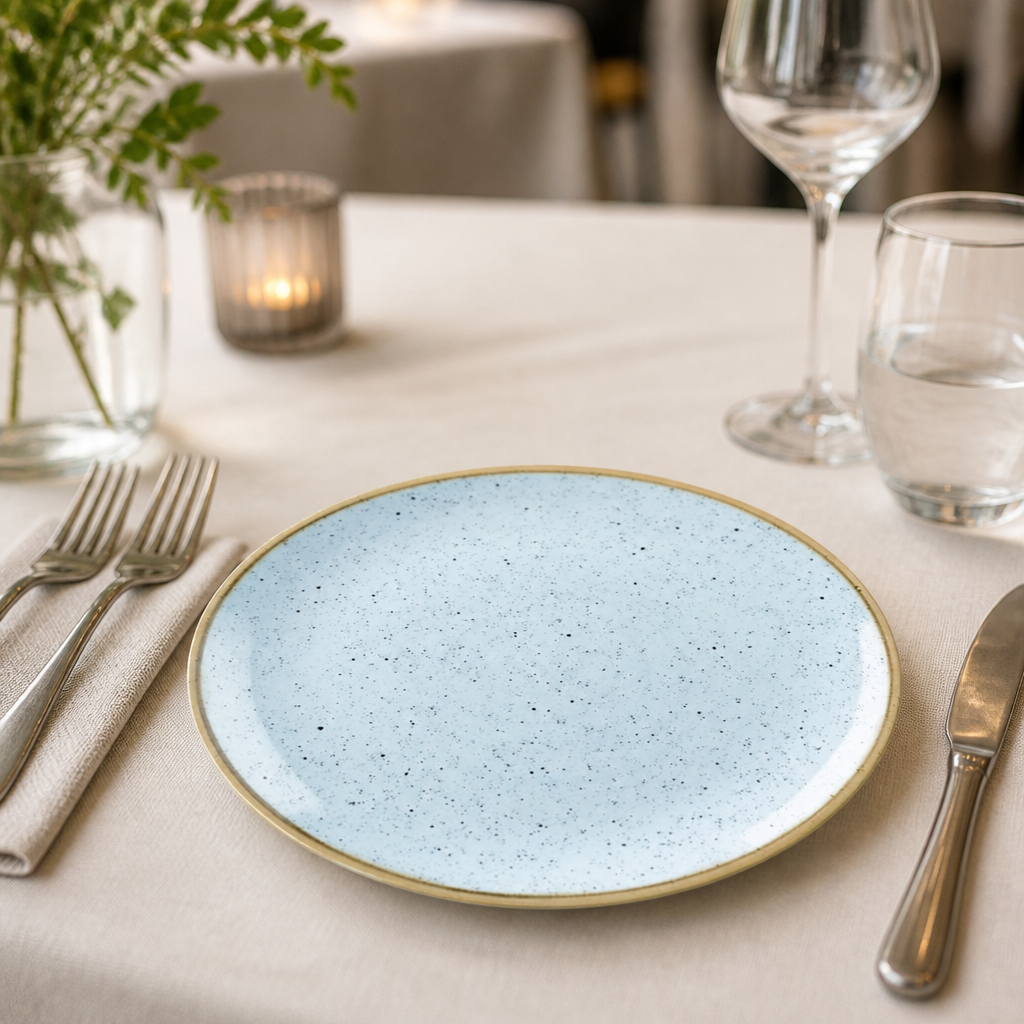 Commercial Round Coupe Plates Duck Egg Blue 165mm