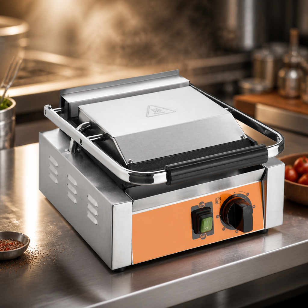 Large Electric Contact Grill with Cast Iron Plates