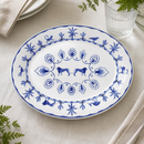 Commercial Oval Trays 350mm Blue Pattern 6 Pack