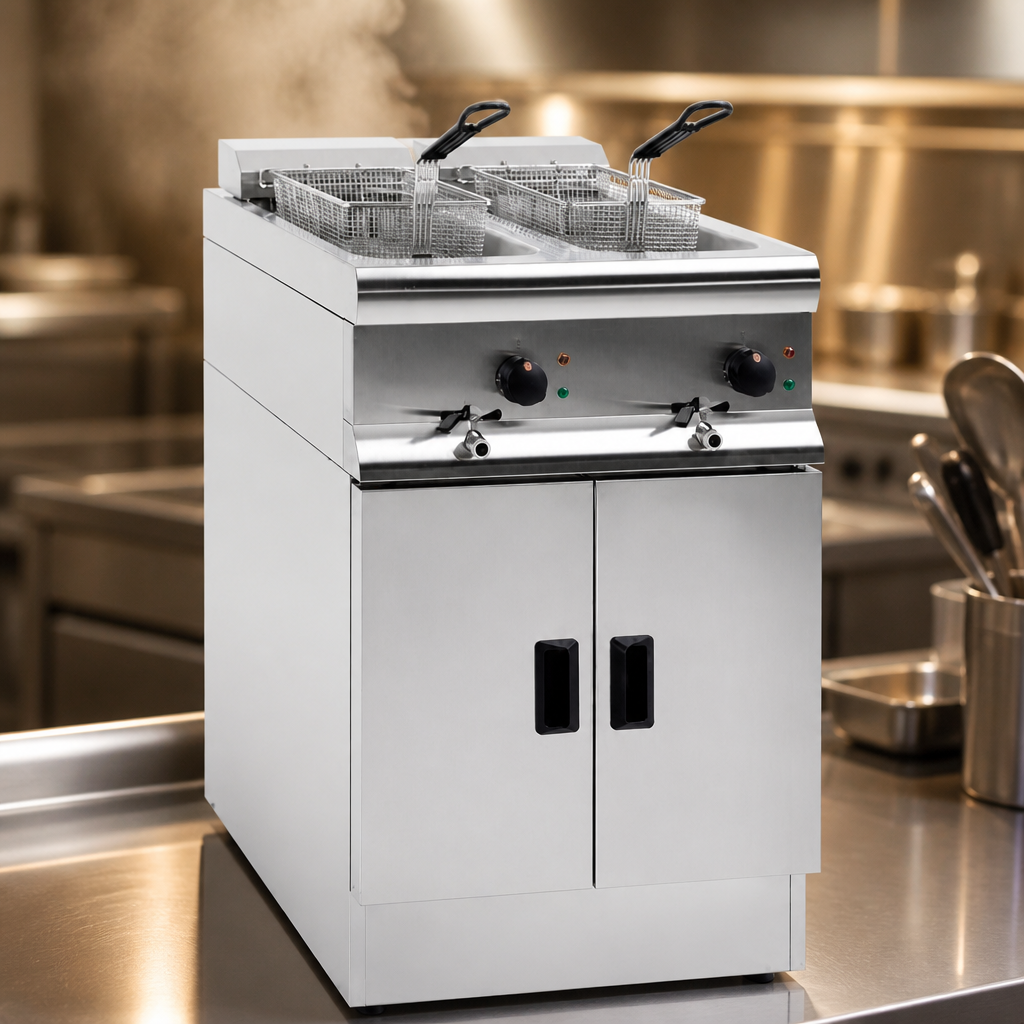Commercial Electric Fryer with 2x 9Ltr Tanks in Stainless Steel