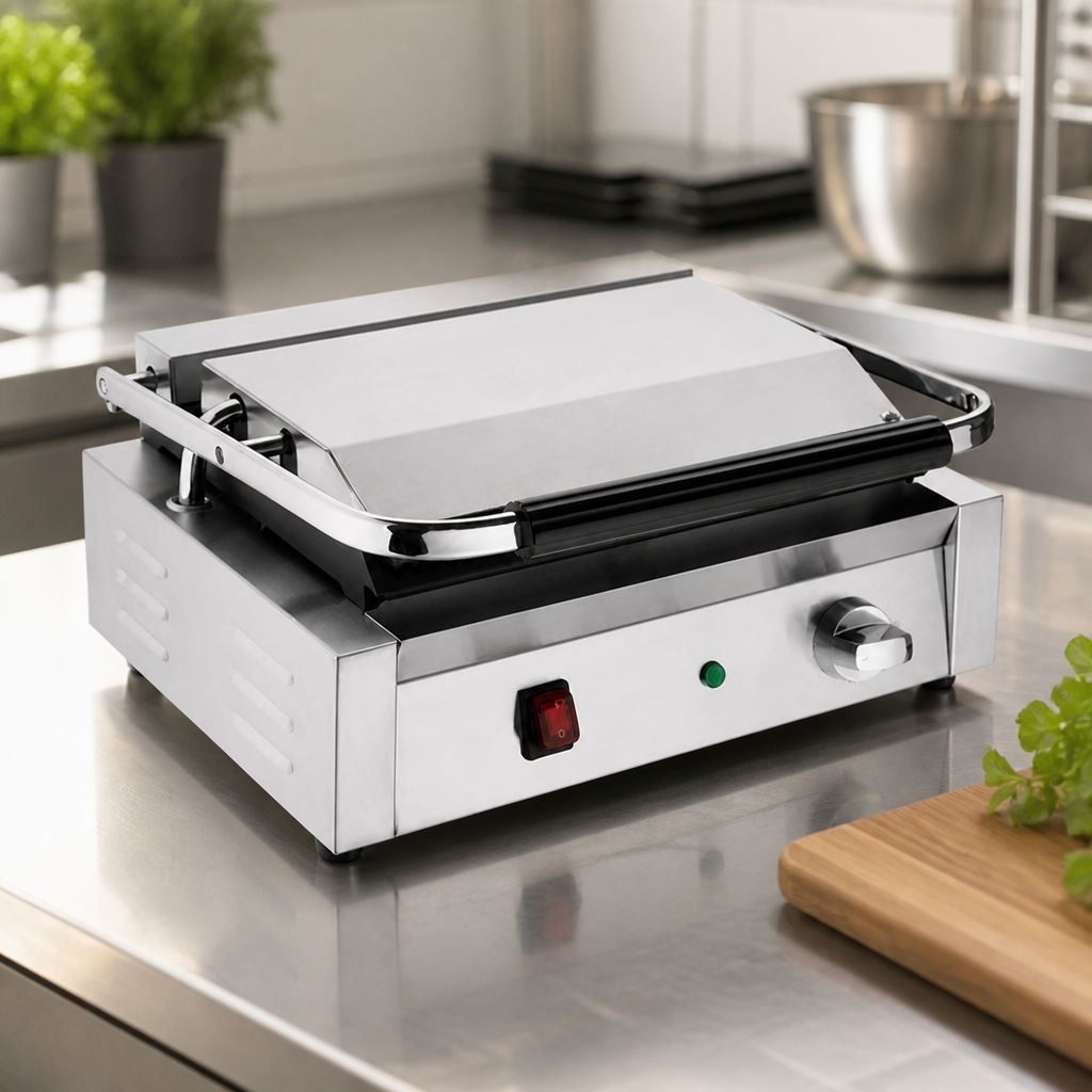 Large Commercial Contact Grill with Adjustable Heat Control