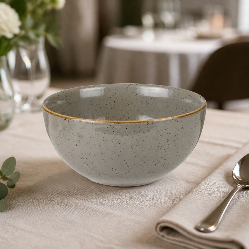 Commercial Round Soup Bowls 132mm in Peppercorn Grey, 12 pack