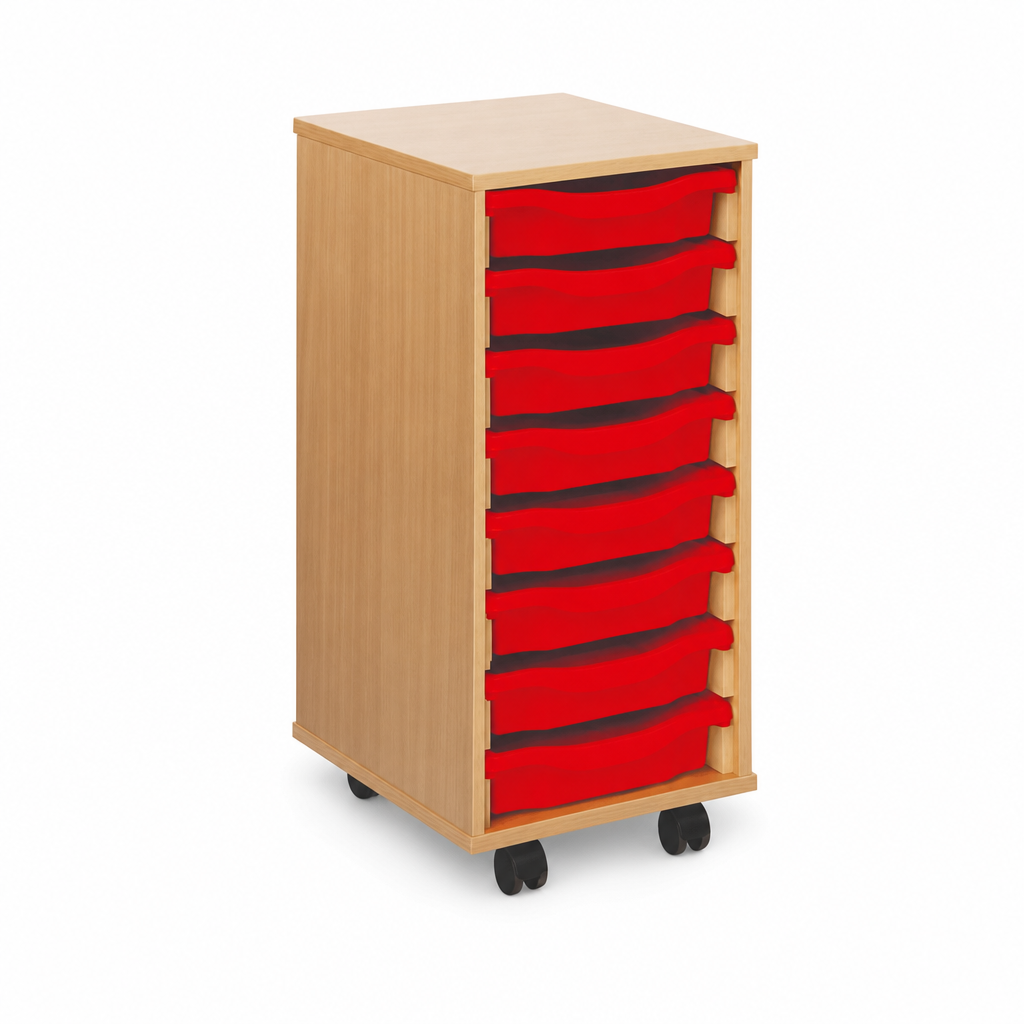 8 Tray Mobile Storage Unit with Single Trays