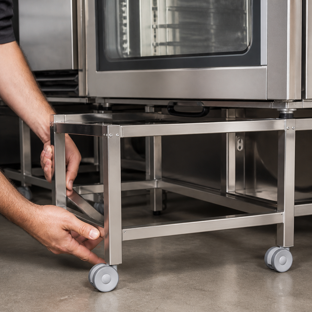 Commercial Oven Castor Kit with 4 wheels, 2 braked and 2 unbraked