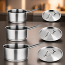 Commercial Stainless Steel Saucepan Set 3 Pack 900ml 1.5L 3L
