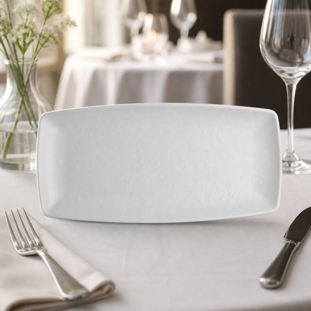 Commercial Melamine Rectangular Plates 292x140mm 12 Pack