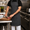 Commercial Butchers Stripe Bib Apron Black/White 710x960mm
