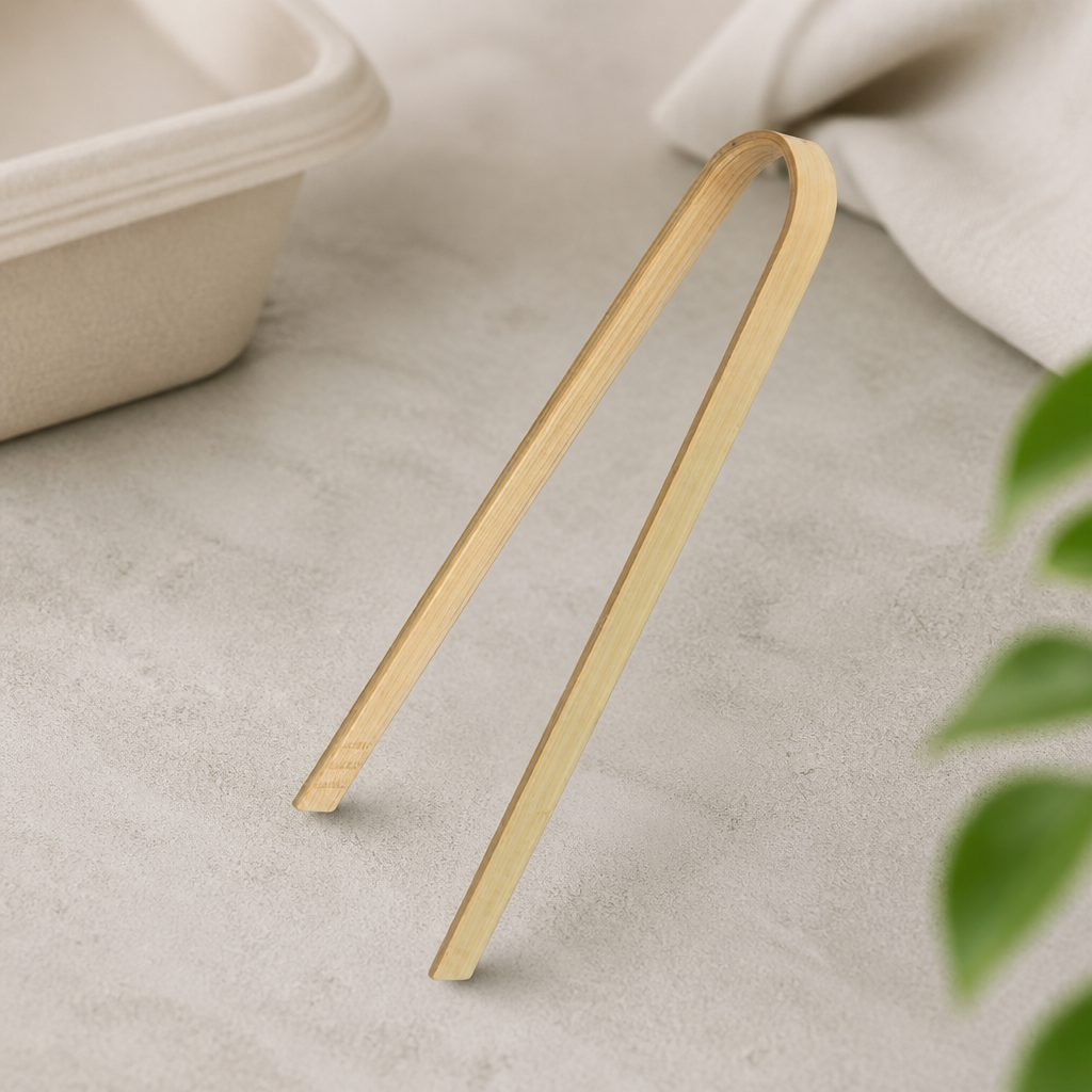 Compostable Mini Bamboo Tongs 160mm - 50 Pack Commercial Cutlery