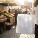 Premium White Paper Carrier Bags with Twist Handle - 100gsm Kraft Paper, Eco-Friendly, Reusable, and Foldable