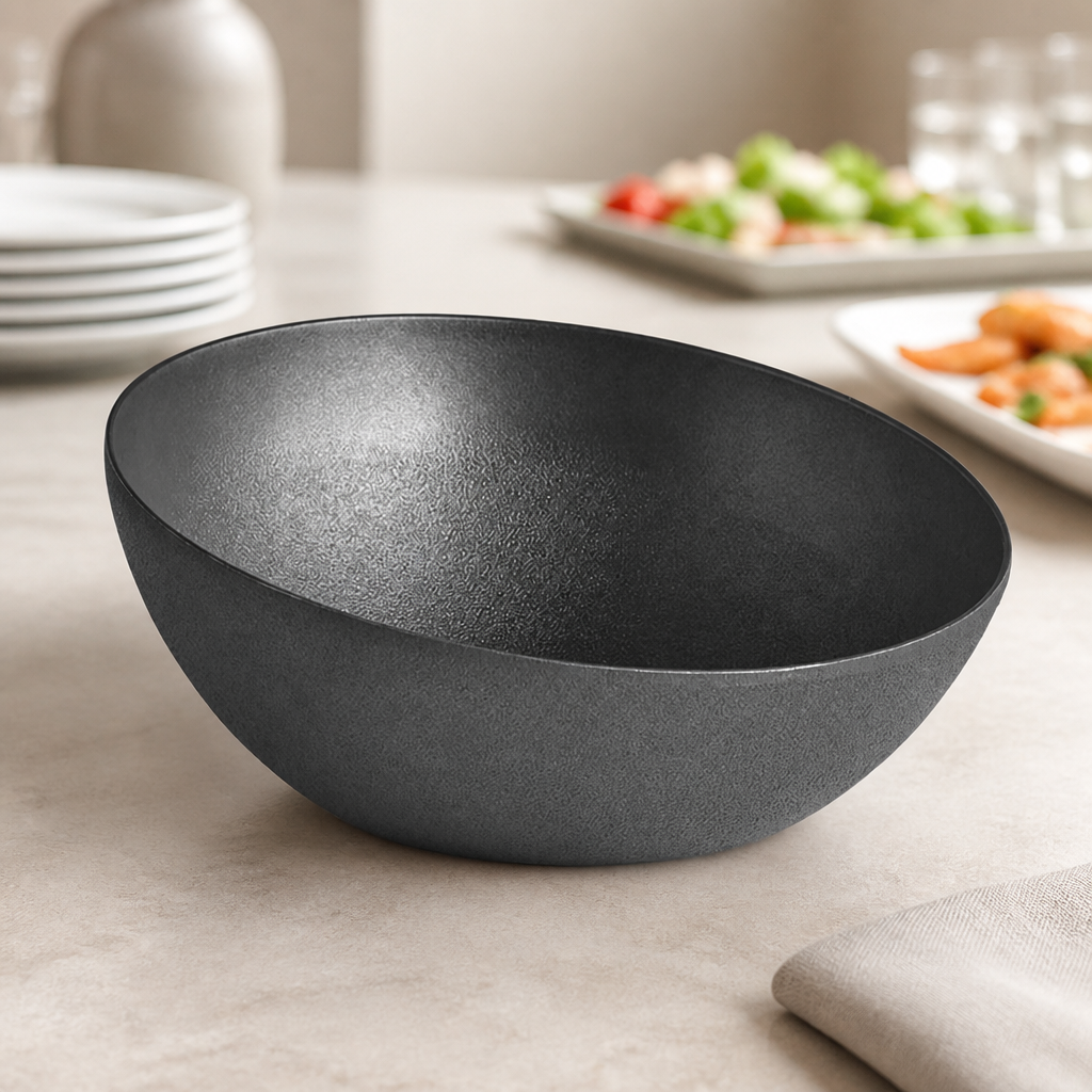 3Ltr Commercial Metal Dish Black Aluminium Bowl