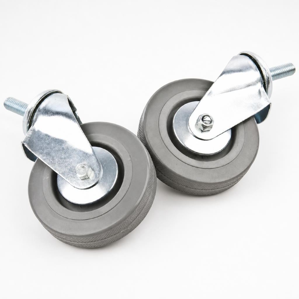 Set of 2 stainless steel trolley castors 95mm for commercial use