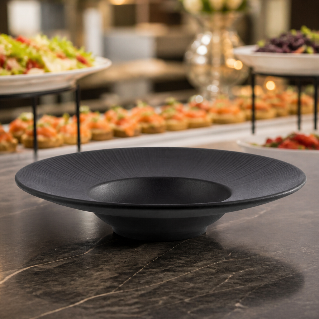 Commercial Melamine Plate 290mm Black Dishwasher Safe