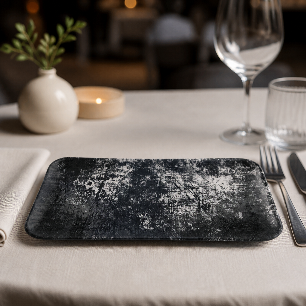 Commercial Rectangular Plates Black 270x160mm 12 Pack