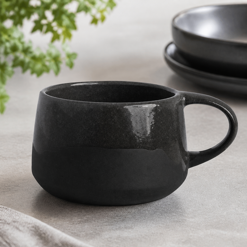 Commercial Coffee Cups 325ml Grey Vitrified Stoneware 24 Pack