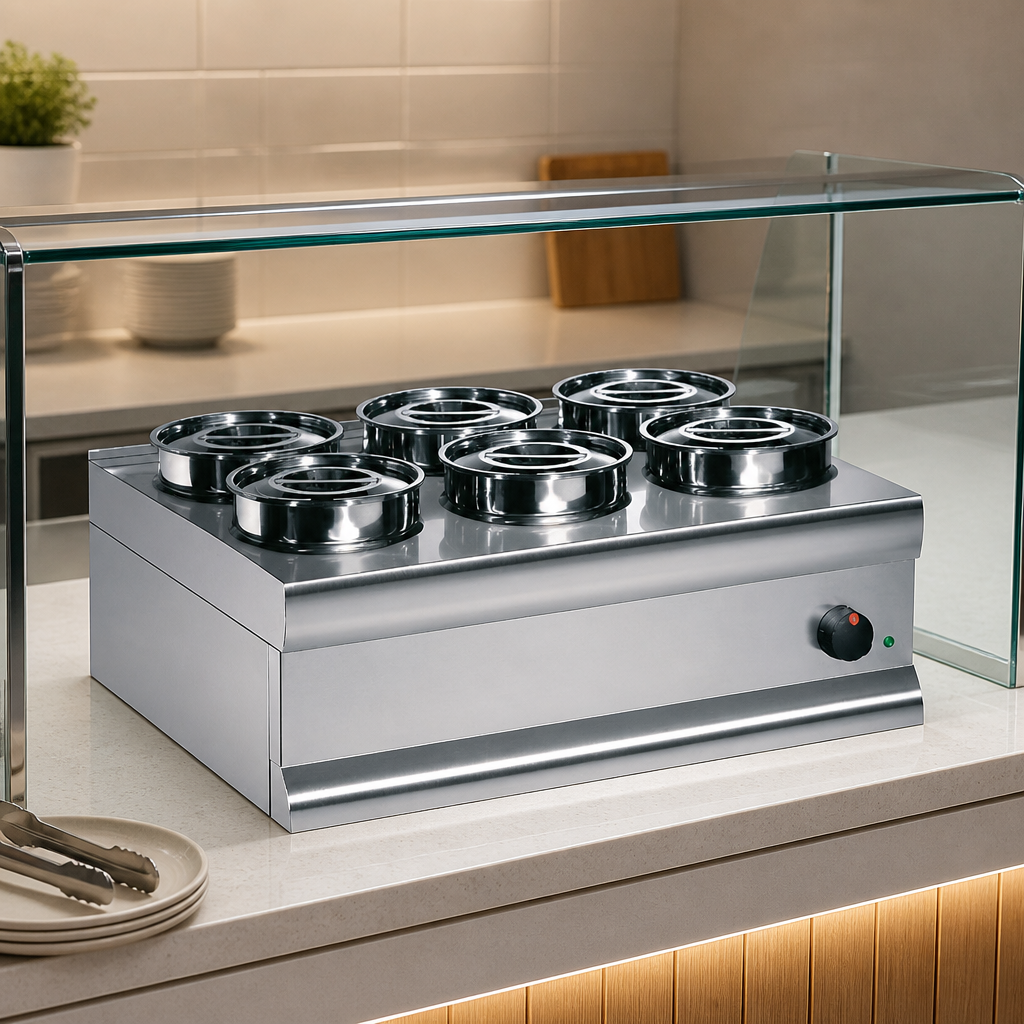 Commercial Bain Marie 6 Pot 4.5L Countertop Hot Food Holder
