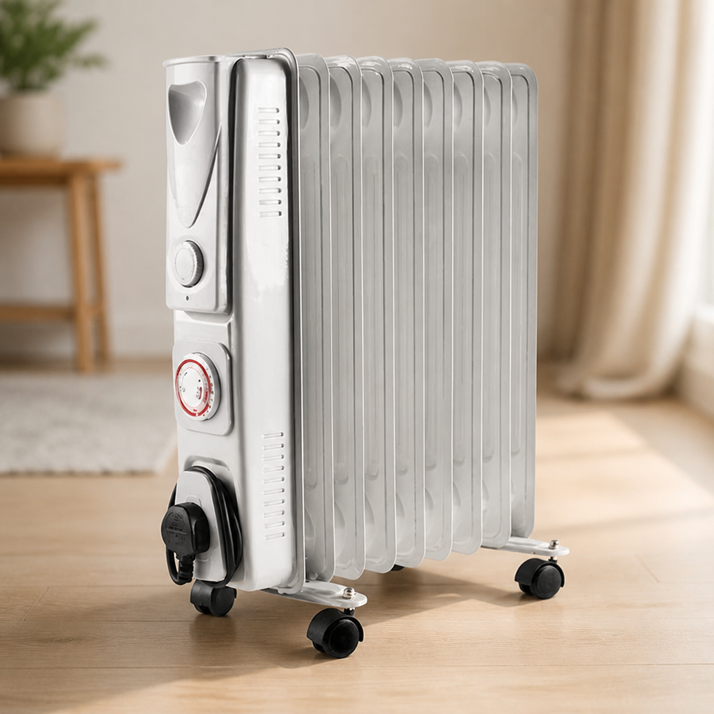 2kW Oil Filled Radiator with 24hr Timer and Adjustable Thermostat