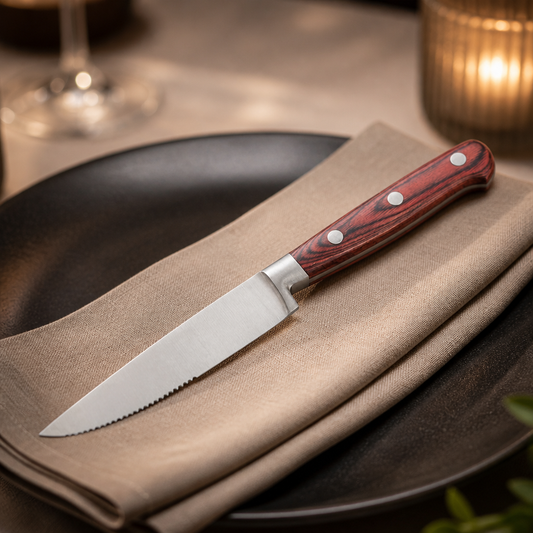 Commercial Steak Knives 258mm Red Handles Pack of 6