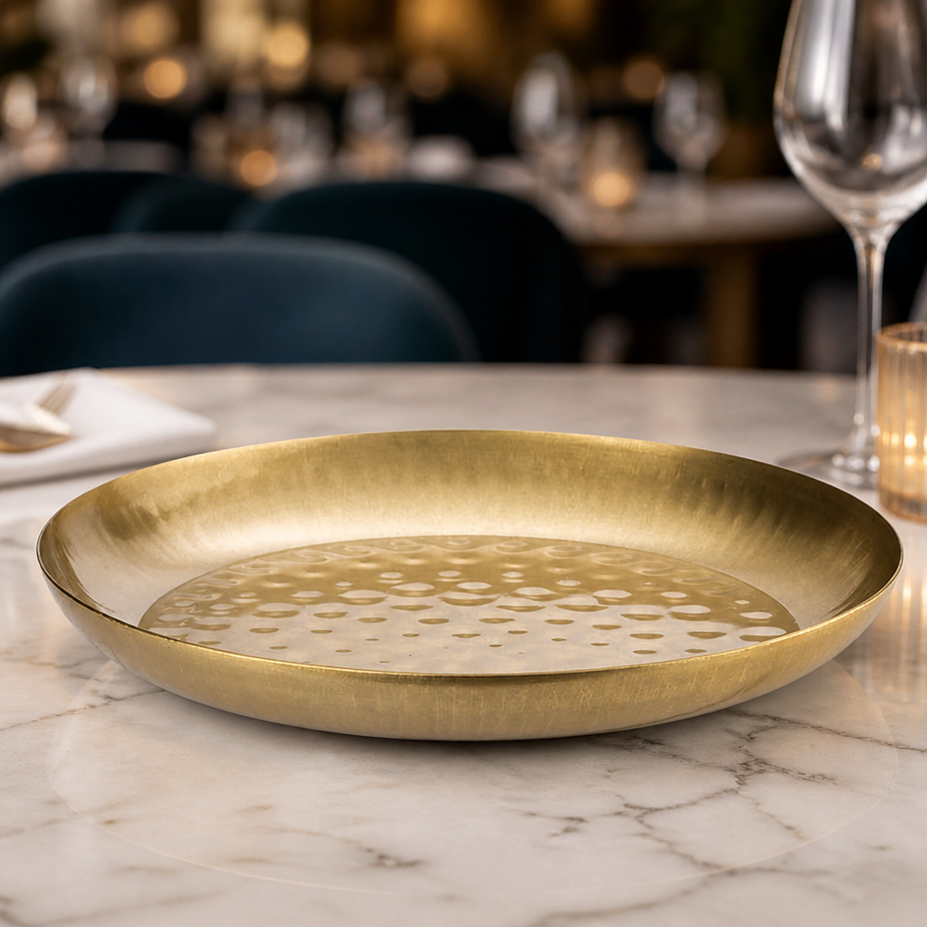 Commercial Seafood Serving Bowl 350mm Vintage Gold Finish