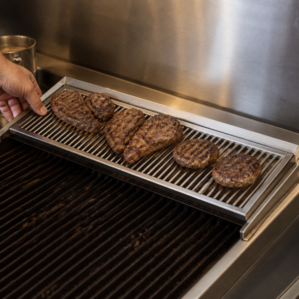 Commercial warming shelf for countertop chargrills 900mm