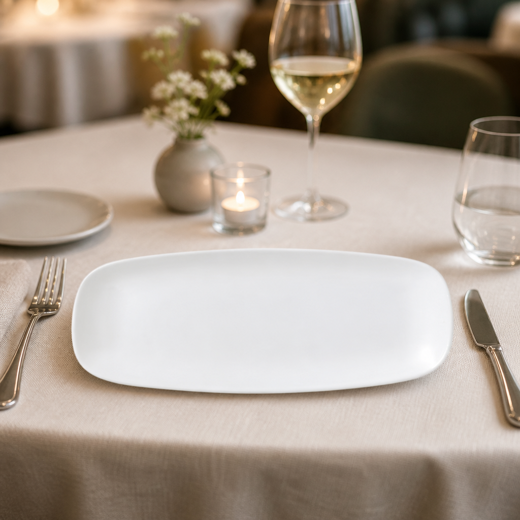 Commercial Oblong Plates 355x189mm 6 Pack Vellum