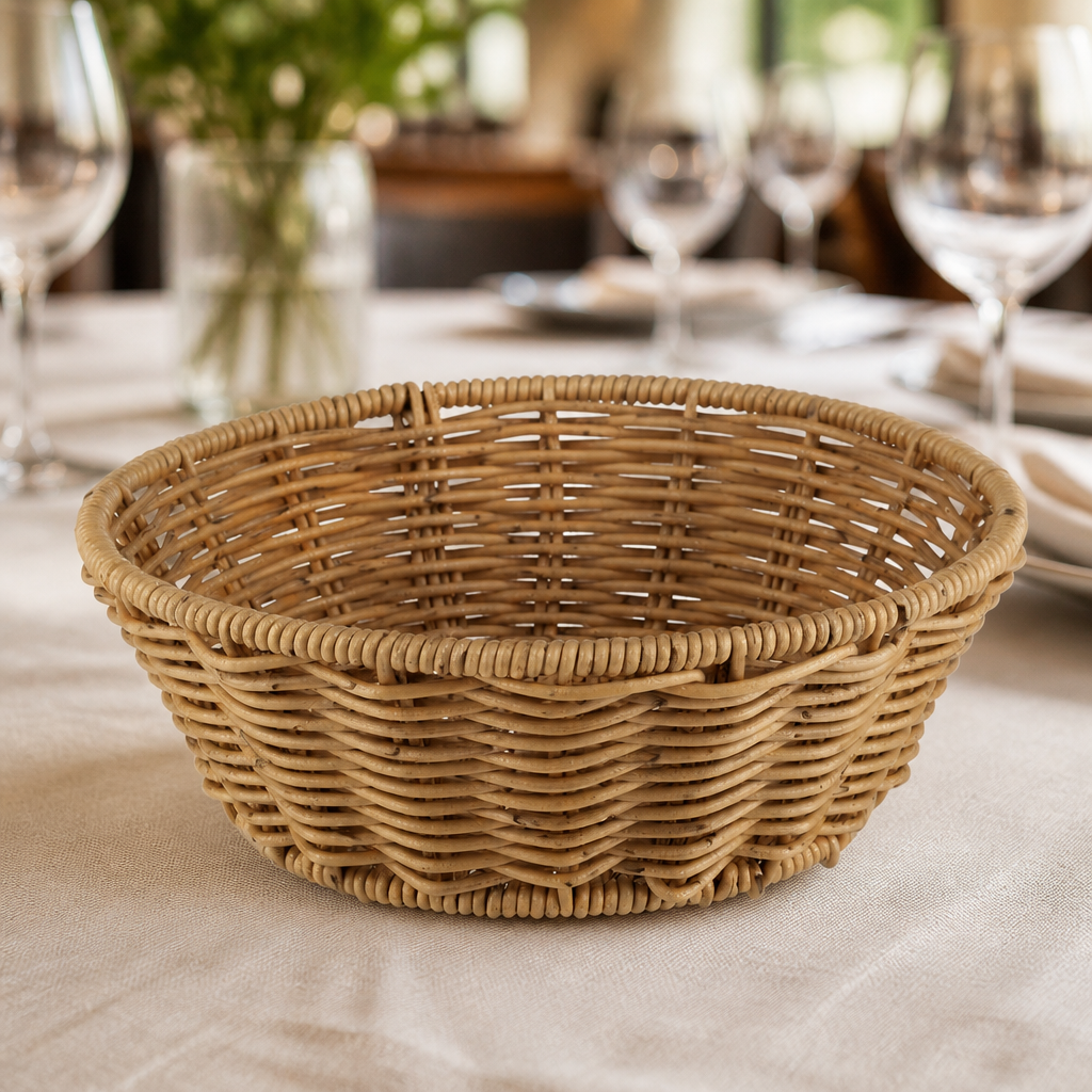 200mm Beige Round Basket made of polypropylene and steel