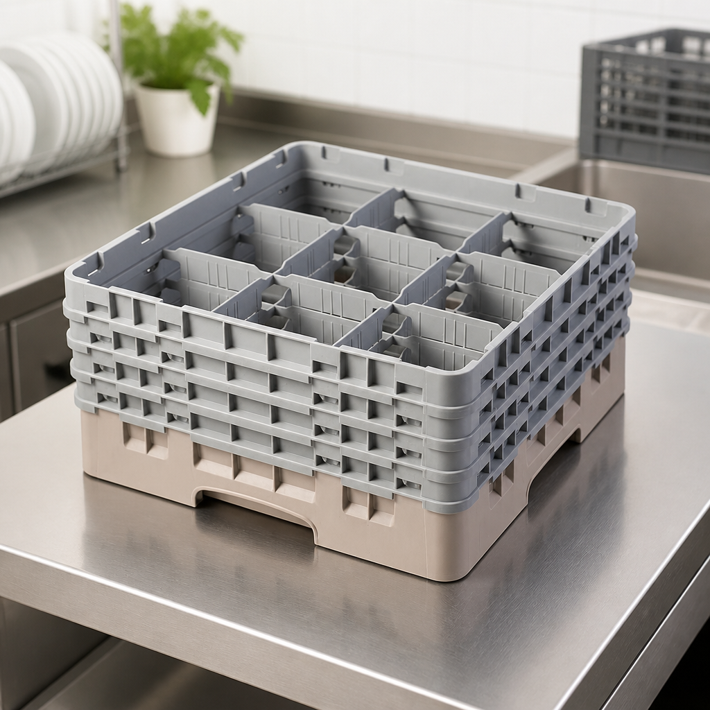 Commercial Glass Rack 9 Compartments Max Height 257mm