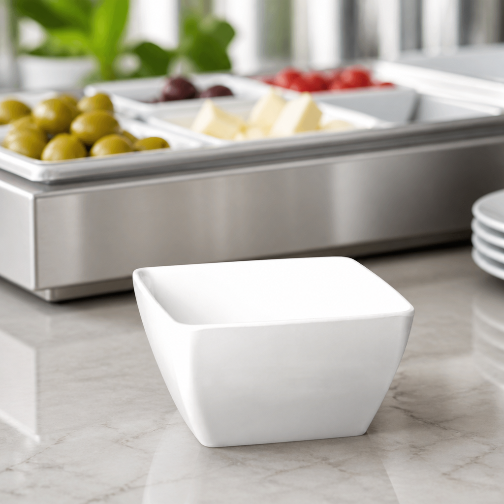 Commercial Mini Square Bowl 140ml Melamine for Buffets