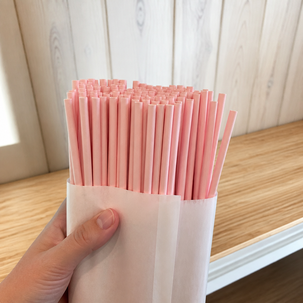 Compostable Paper Straws Pink 250 Pack for eco-friendly catering
