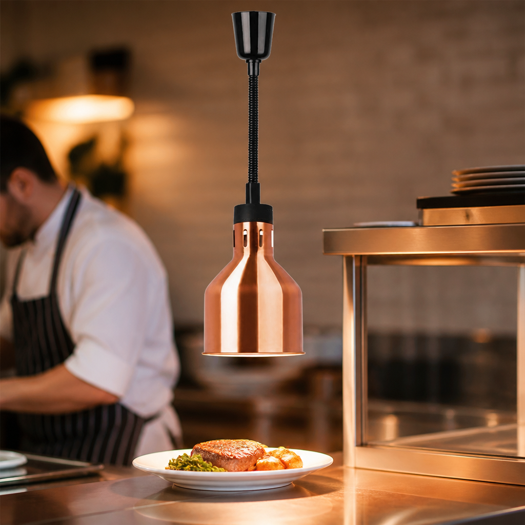 Commercial Retractable Heat Lamp 250W Copper Finish