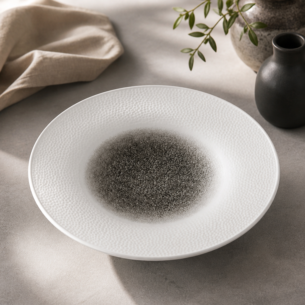 Commercial Deep Coupe Plates Quartz Black 255mm 12 Pack