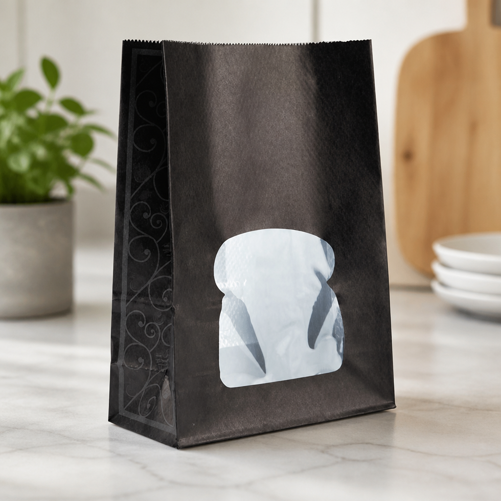 Recyclable Paper Sandwich Bags With Window 250 Pack Black