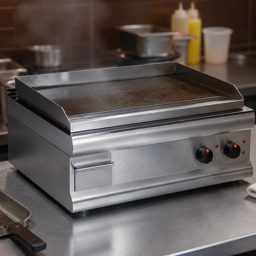 Commercial Electric Griddle Dual Zone 750mm Wide Steel Plate