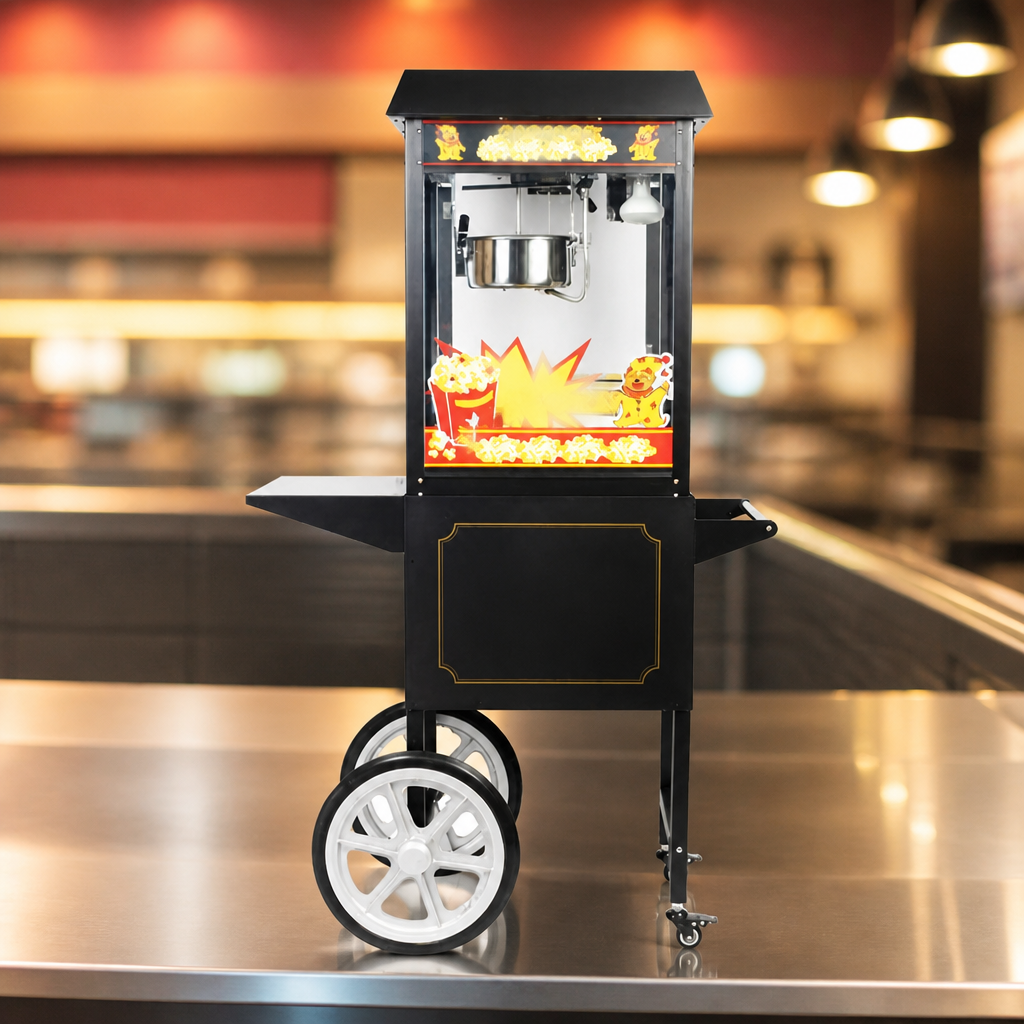 Commercial Popcorn Machine with Cart 230ml Kettle Capacity