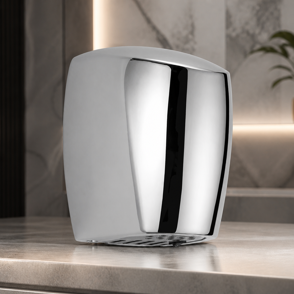 Compact Commercial Hand Dryer Polished Chrome 270mm x 210mm