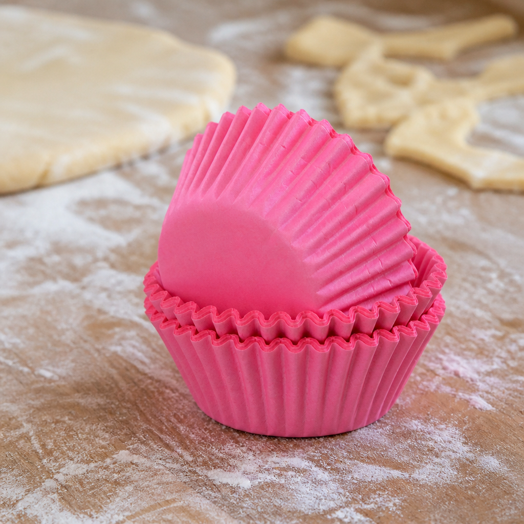 Commercial pink cupcake cases 75mm in a 60 pack
