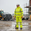 Premium High Visibility Waterproof Trousers - Yellow with Breathable Fabric and Reflective Tape for Enhanced Safety