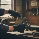 Premium Fingerless Textile Gloves - Acrylic, 7Gg, Black, All-Round Work Protection