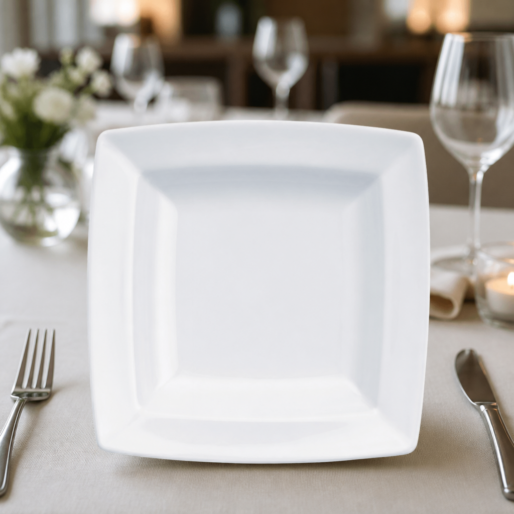 Commercial Square Plates 233mm Porcelain 6 Pack