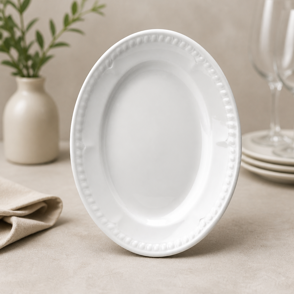 Commercial 10 Inch Oval Platters 12 Pack Porcelain
