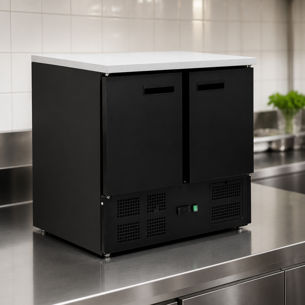 Double Door Commercial Counter Fridge 240L Capacity Black