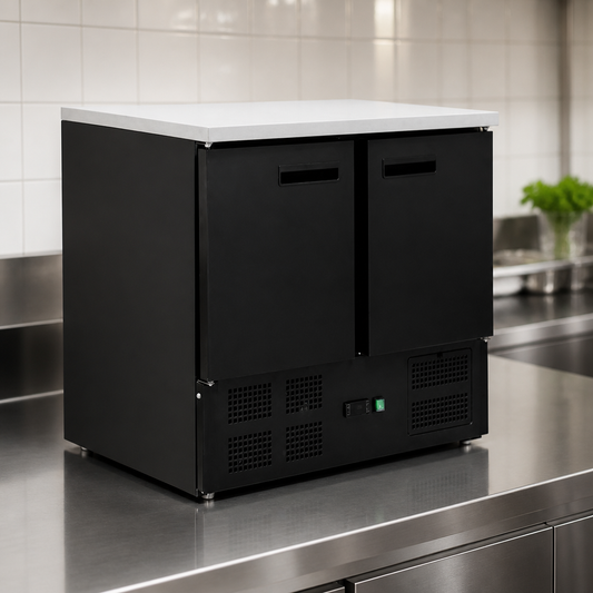 Double Door Commercial Counter Fridge 240L Capacity Black