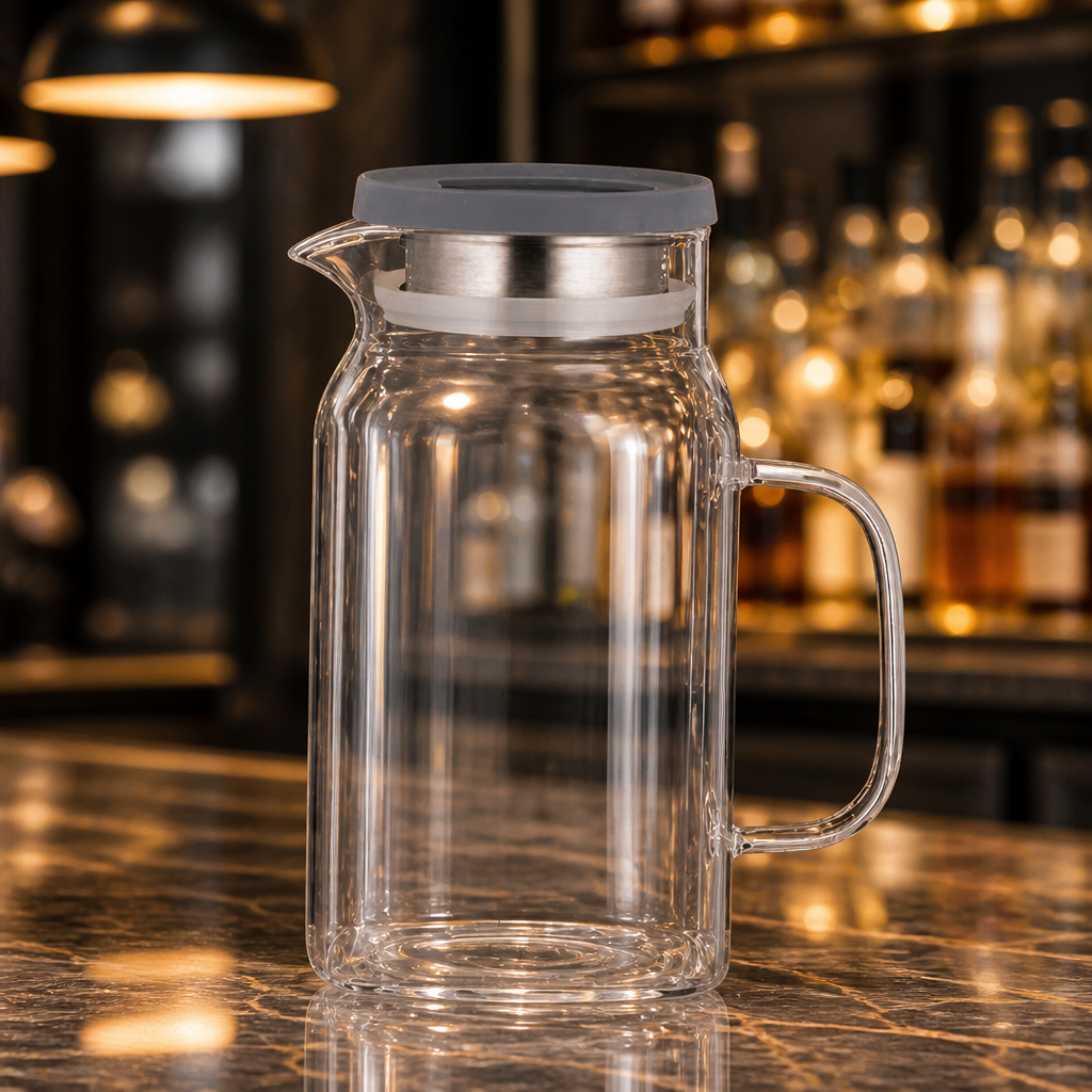 1.2L Commercial Glass Jug with Stainless Steel Lid