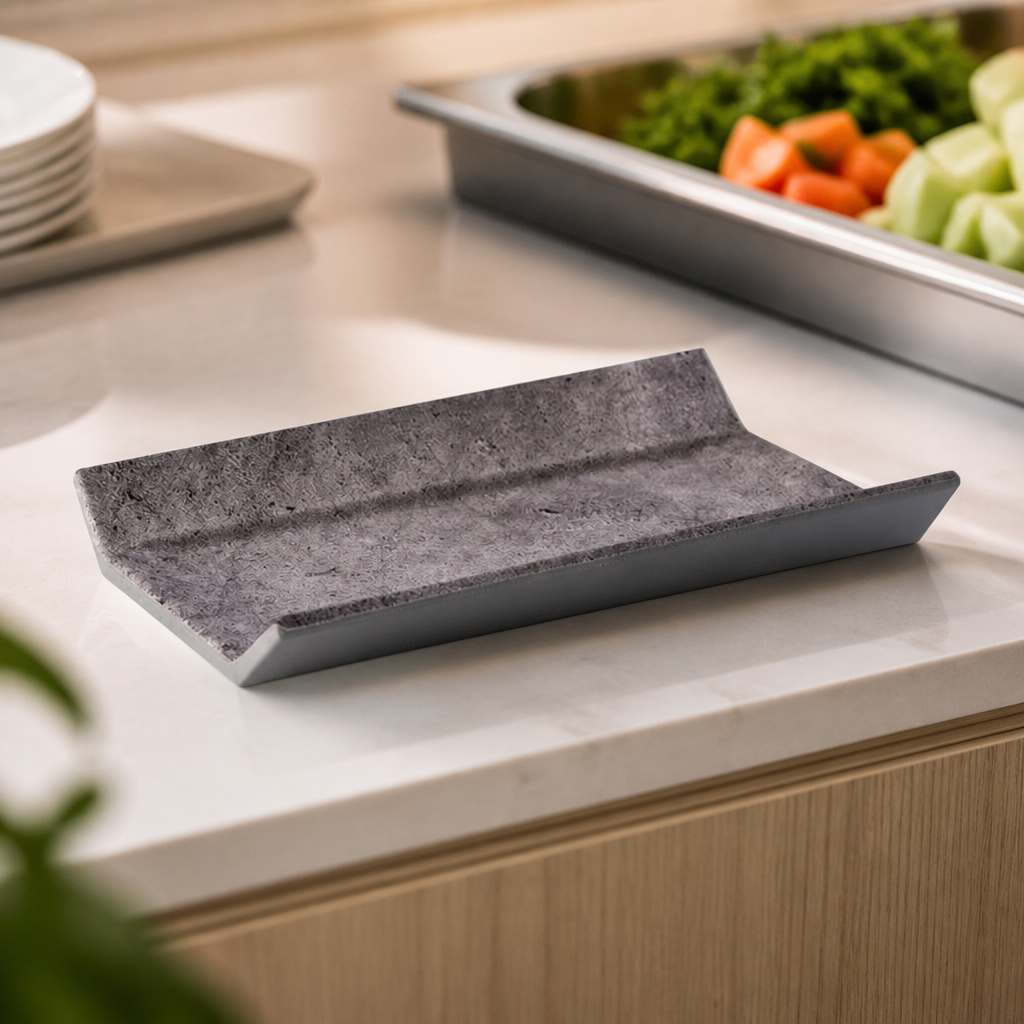 Commercial Tray GN 1/4 Concrete Look Stackable Design